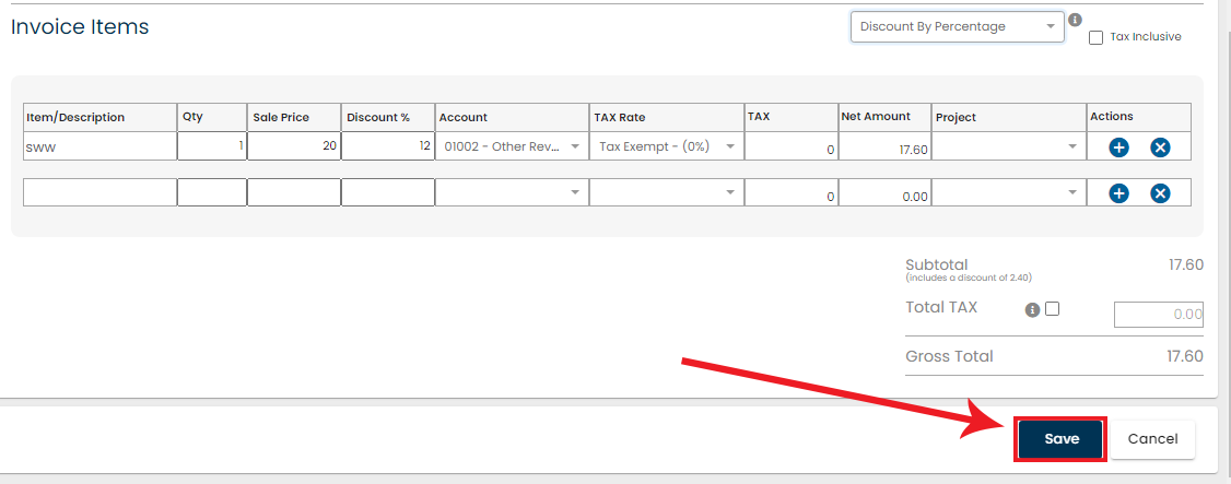 save invoice after setting recurring