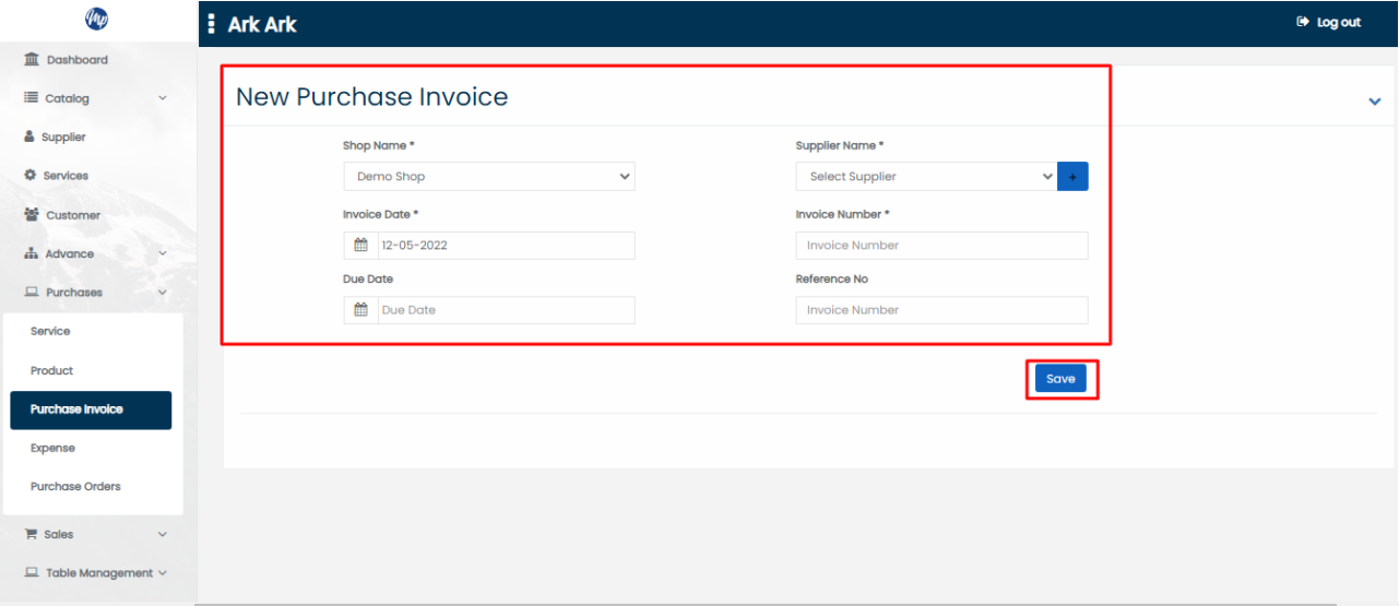 new purchase invoice data